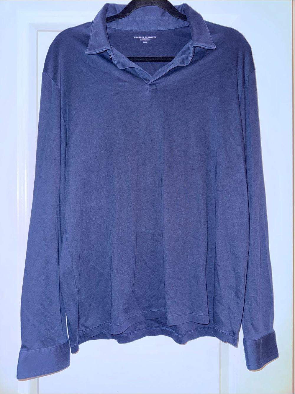 Charles Tyrwhitt Long-Sleeve Polo in Deep Navy Blue